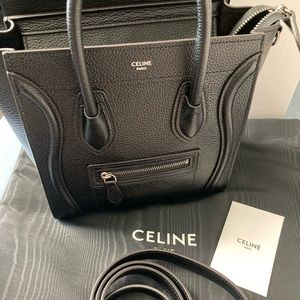 celine nano luggage tote black
